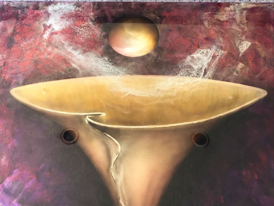 Large Original Red Wolf Fine Art Painting On Sandwiched Honeycomb Aluminum Panel Highly Reflective 60' X 48' Retail $12,000 [Photo 17]