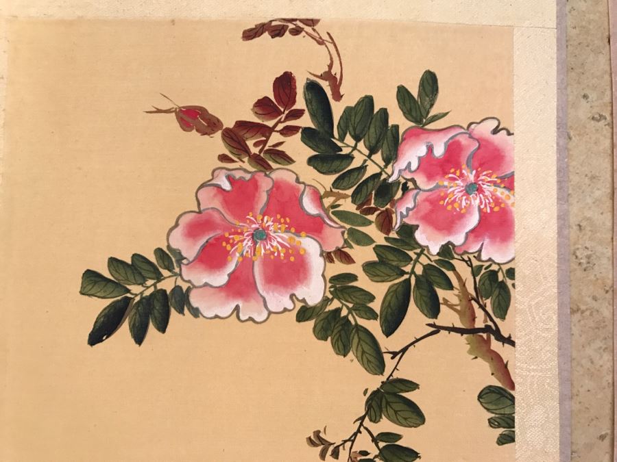 Pair Of Original Signed Chinese Floral Paintings