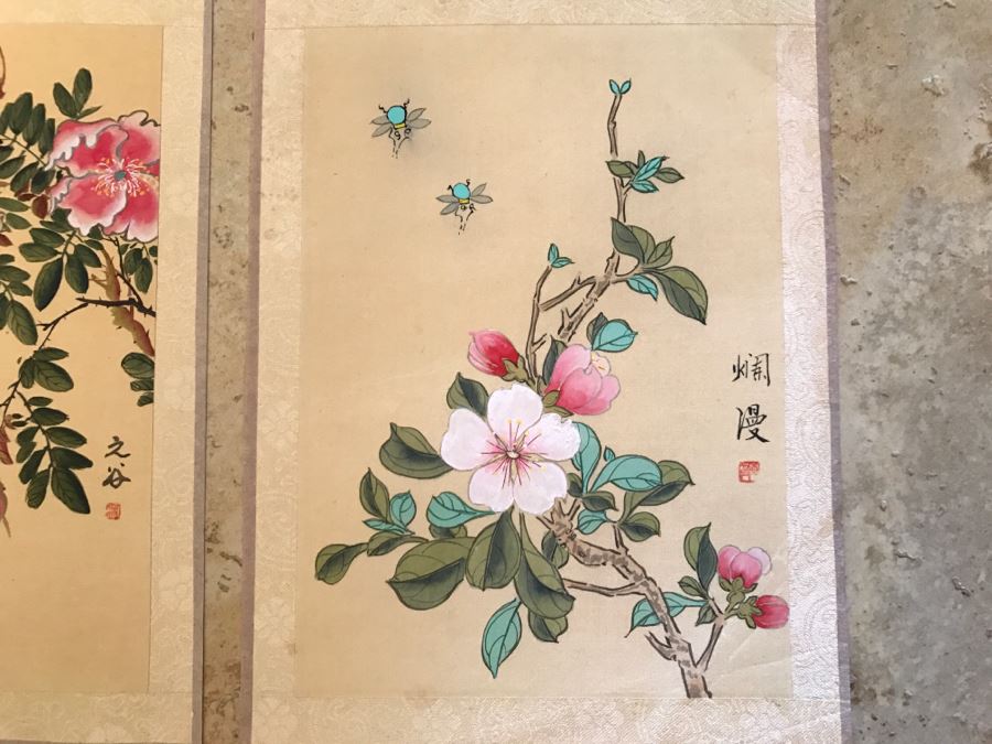 Pair Of Original Signed Chinese Floral Paintings [Photo 9]