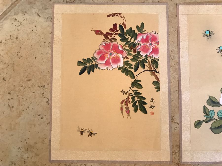 Pair Of Original Signed Chinese Floral Paintings [Photo 2]