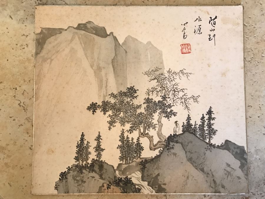 Original Signed Antique Chinese Landscape Painting (Some Foxing)
