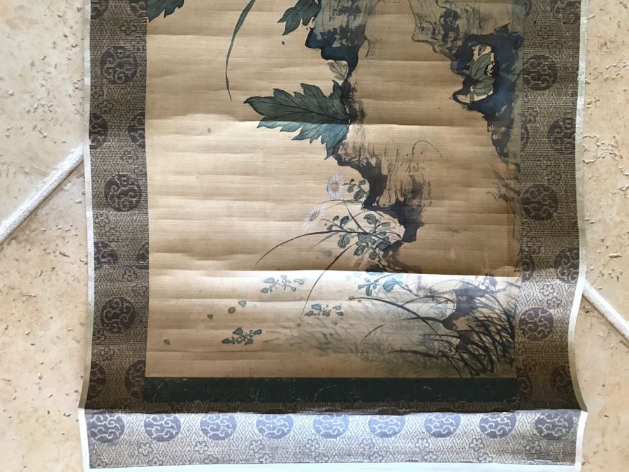 Signed Original Antique Chinese Landscape Floral Scroll Painting [Photo 6]
