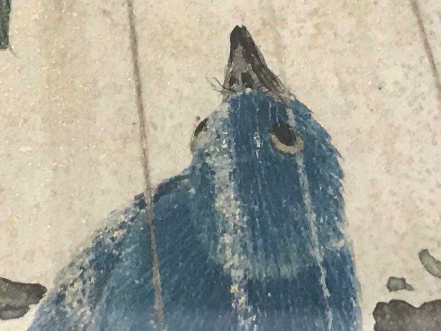 Framed Signed Original Chinese Painting Bird With Flowers On Fan [Photo 11]