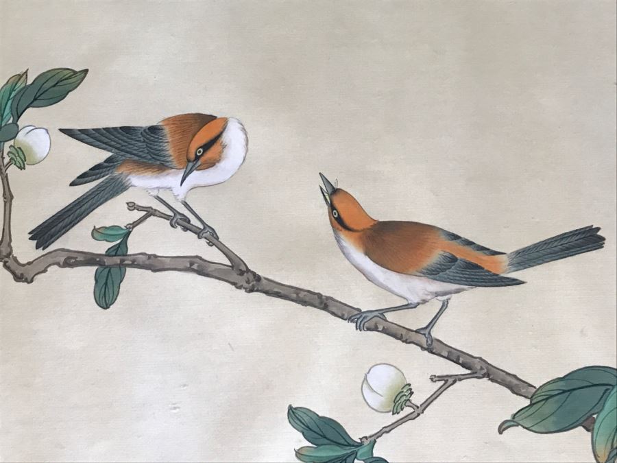 Original Signed Chinese Painting With Birds And Tree [Photo 3]