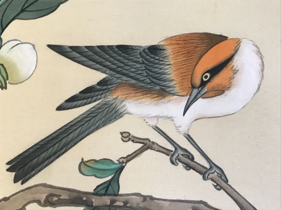 Original Signed Chinese Painting With Birds And Tree [Photo 7]