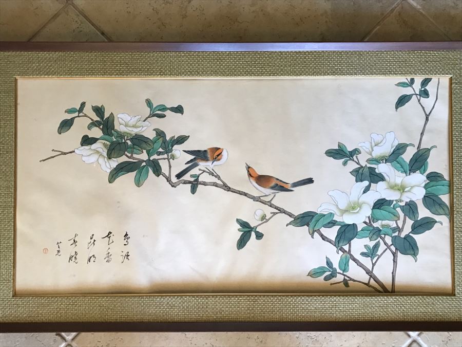 Original Signed Chinese Painting With Birds And Tree [Photo 10]