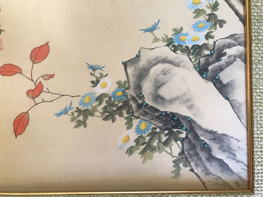 Original Signed Chinese Painting With Birds And Tree [Photo 6]