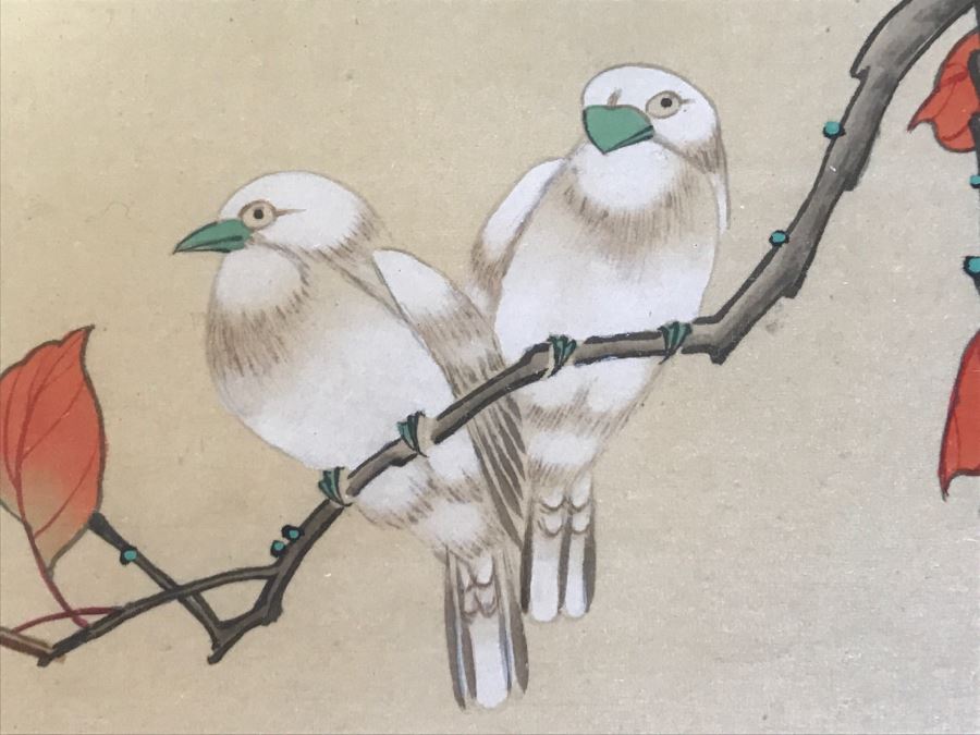 Original Signed Chinese Painting With Birds And Tree [Photo 4]