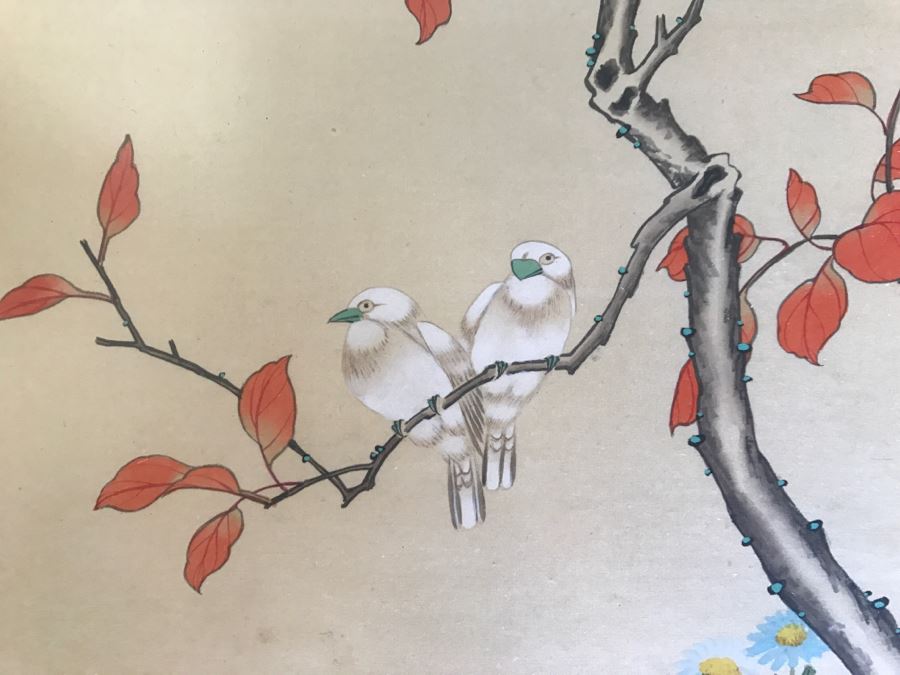 Original Signed Chinese Painting With Birds And Tree [Photo 3]