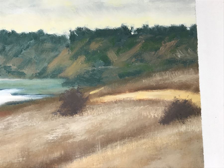 Original Plein Air Painting On Canvas Of Seascape Unsigned By Hollywood Art Director Canvas Size 12' X 10' [Photo 8]