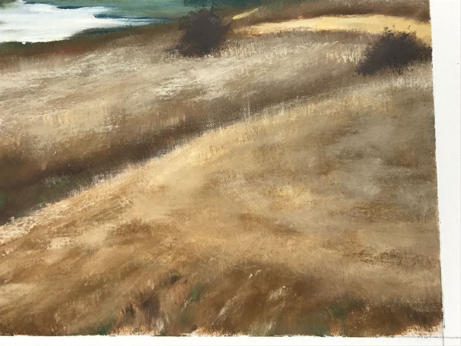 Original Plein Air Painting On Canvas Of Seascape Unsigned By Hollywood Art Director Canvas Size 12' X 10' [Photo 9]