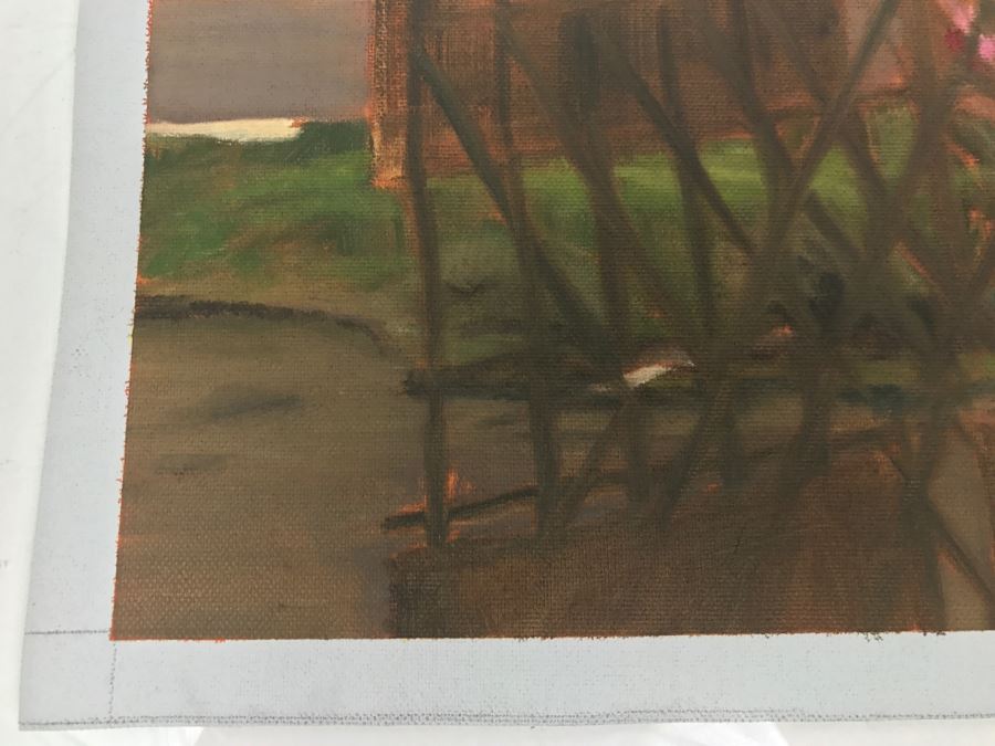 Original Plein Air Painting On Canvas Of Seascape Unsigned By Hollywood Art Director Canvas Size 13' X 10' [Photo 9]