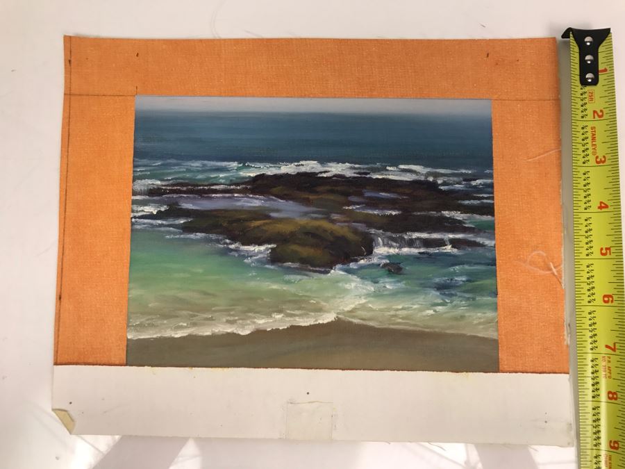 Original Plein Air Painting On Canvas Of Seascape Unsigned By Hollywood Art Director Canvas Size 11' X 9' [Photo 3]