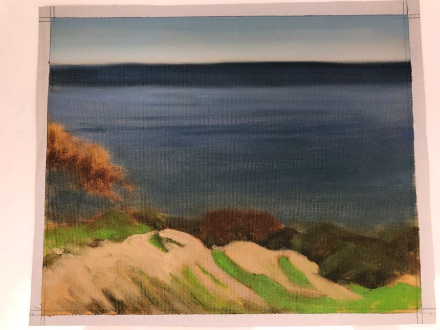 Original Plein Air Painting On Canvas Unsigned By Hollywood Art Director Canvas Size 11' X 9' [Photo 4]