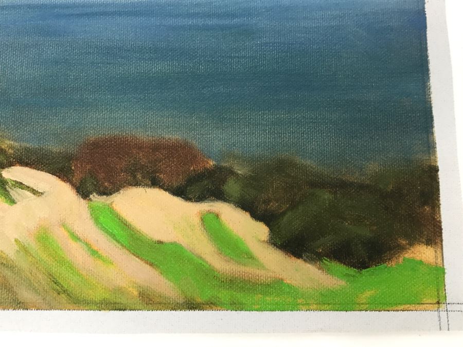 Original Plein Air Painting On Canvas Unsigned By Hollywood Art Director Canvas Size 11' X 9' [Photo 8]