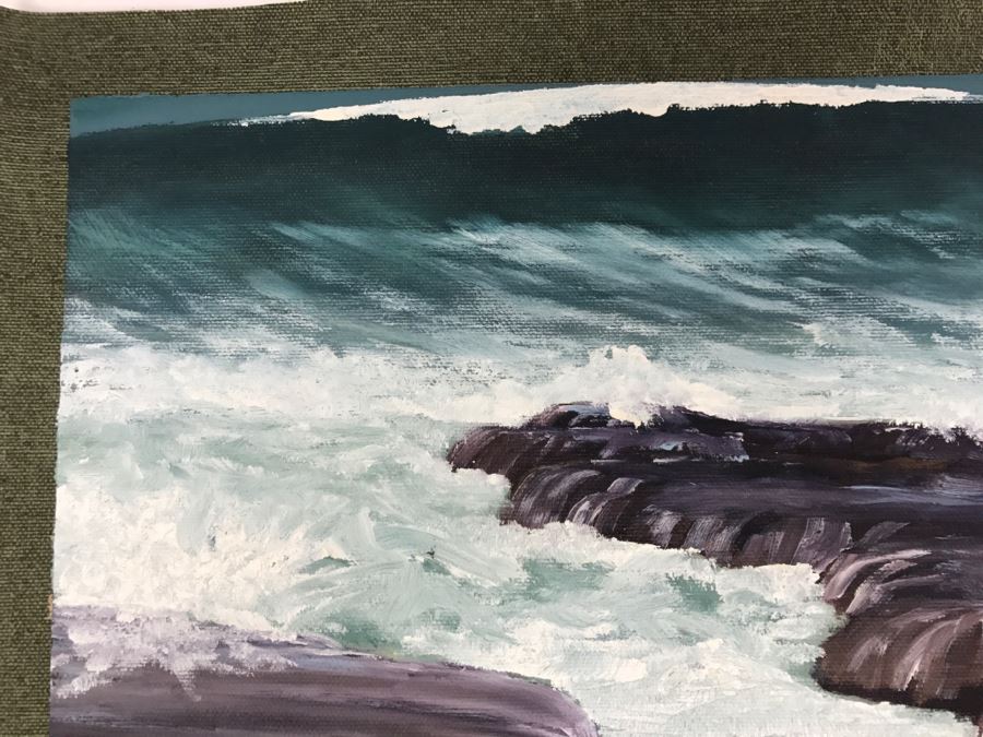 Original Plein Air Painting On Canvas Of Seascape Unsigned By Hollywood ...