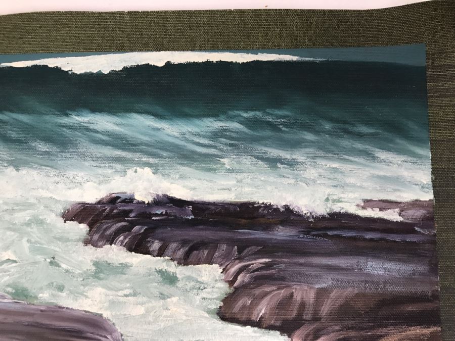 Original Plein Air Painting On Canvas Of Seascape Unsigned By Hollywood ...