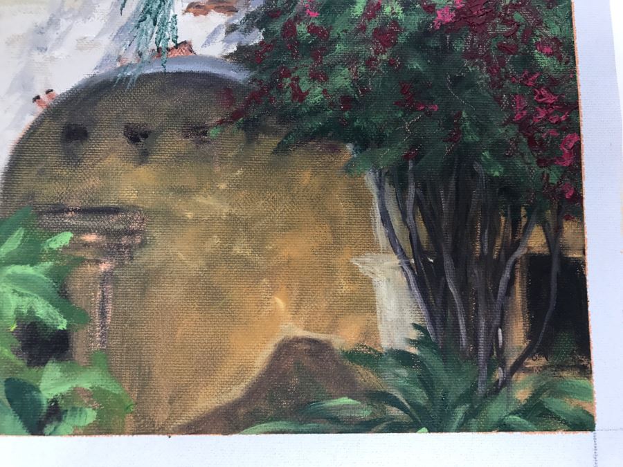 Original Plein Air Painting On Canvas Unsigned By Hollywood Art Director Canvas Size 13' X 10' [Photo 7]