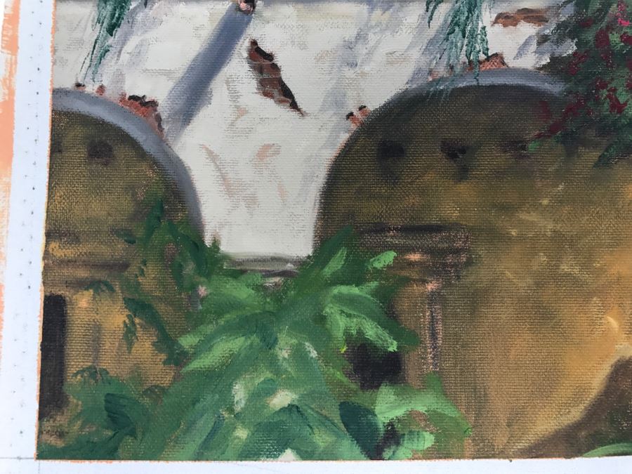 Original Plein Air Painting On Canvas Unsigned By Hollywood Art Director Canvas Size 13' X 10' [Photo 6]