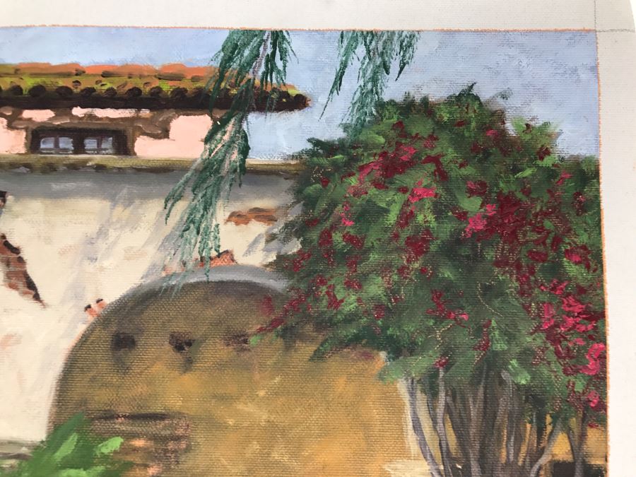 Original Plein Air Painting On Canvas Unsigned By Hollywood Art Director Canvas Size 13' X 10' [Photo 8]