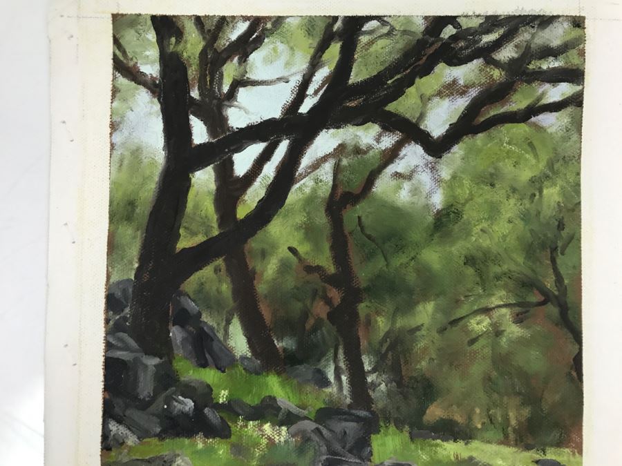 Original Plein Air Painting On Canvas Unsigned By Hollywood Art Director Canvas Size 14' X 11' [Photo 5]
