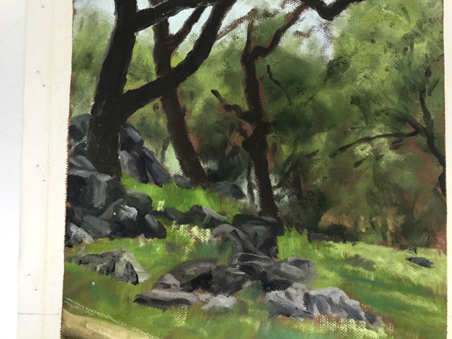 Original Plein Air Painting On Canvas Unsigned By Hollywood Art Director Canvas Size 14' X 11' [Photo 6]