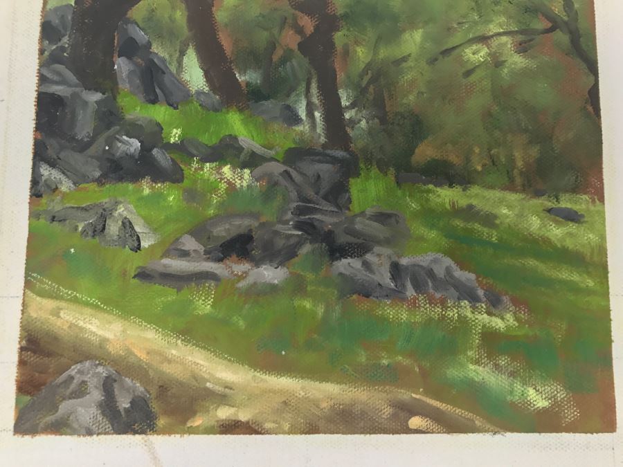 Original Plein Air Painting On Canvas Unsigned By Hollywood Art Director Canvas Size 14' X 11' [Photo 7]