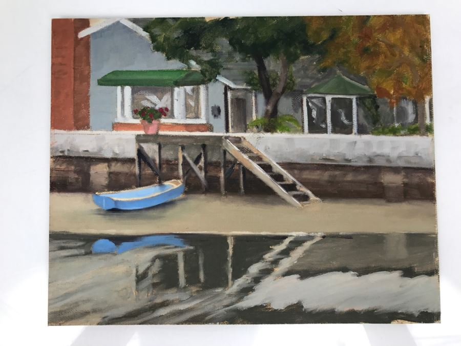 Original Plein Air Painting On Board Of Balboa Island Unsigned By Hollywood Art Director 10' X 8' [Photo 1]