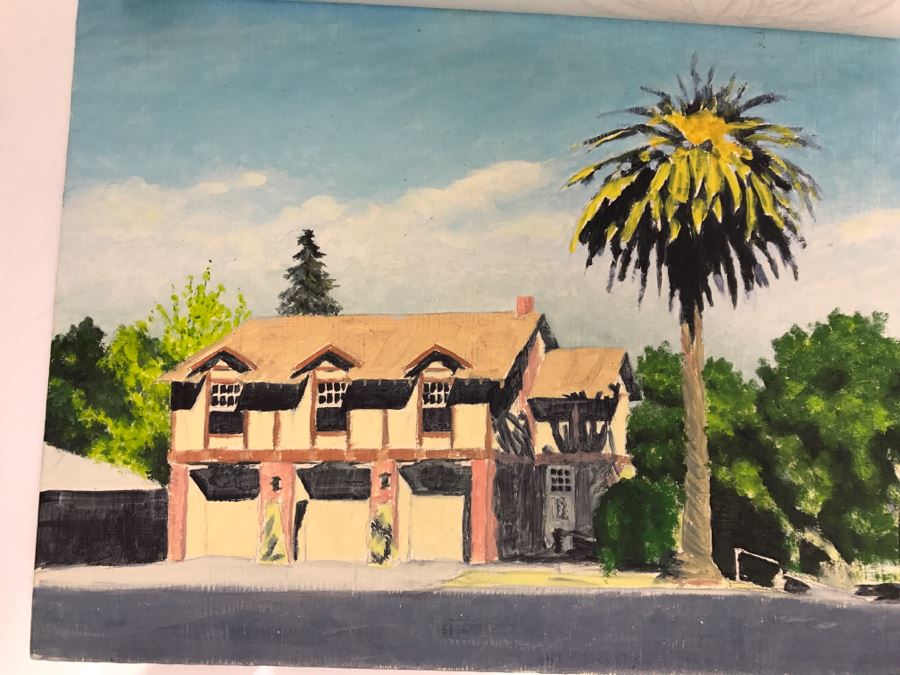 Original Plein Air Painting On Board With Pencil Sketch Unsigned By Hollywood Art Director 14' X 11' [Photo 6]