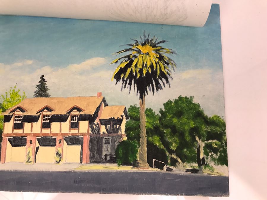 Original Plein Air Painting On Board With Pencil Sketch Unsigned By Hollywood Art Director 14' X 11' [Photo 8]