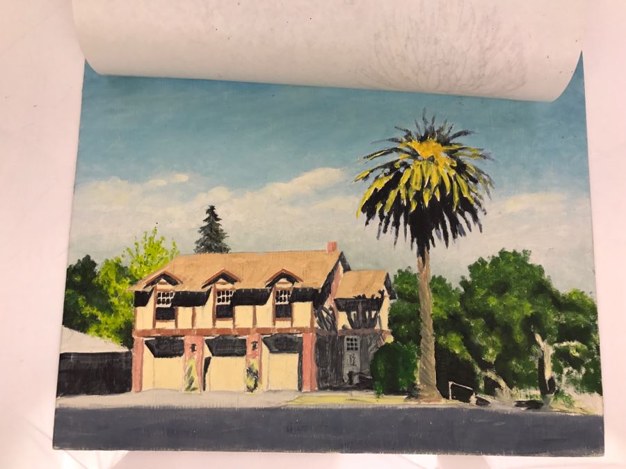 Original Plein Air Painting On Board With Pencil Sketch Unsigned By Hollywood Art Director 14' X 11' [Photo 5]