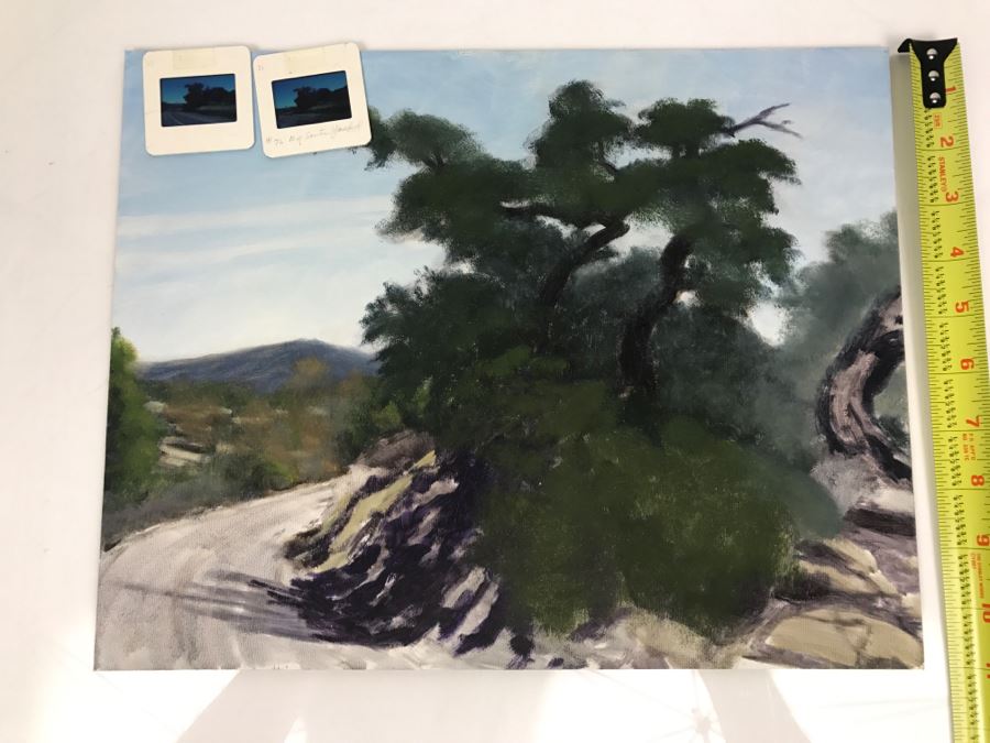 Original Plein Air Painting On Board Of Road North Of Santa Ysabel Unsigned By Hollywood Art Director 14' X 11' [Photo 3]