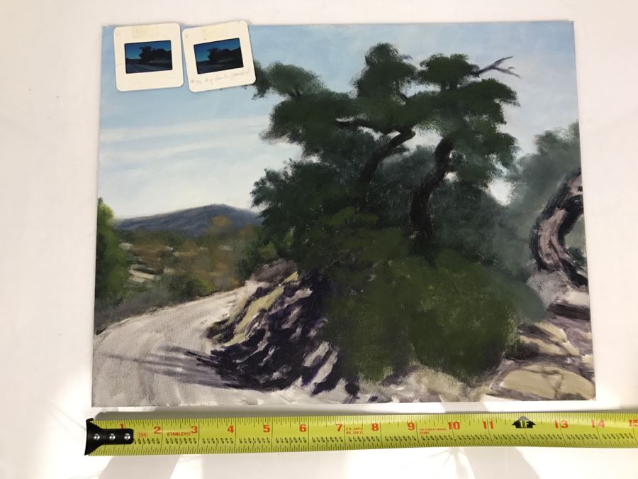 Original Plein Air Painting On Board Of Road North Of Santa Ysabel Unsigned By Hollywood Art Director 14' X 11' [Photo 2]