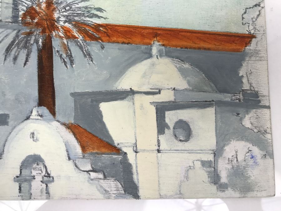 Original Plein Air Painting On Board Of Mission San Luis Rey In Oceanside Unsigned By Hollywood Art Director 14' X 11' [Photo 6]