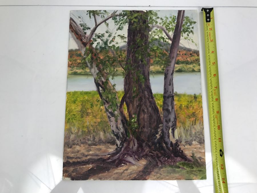 Original Plein Air Painting On Board Unsigned By Hollywood Art Director 14' X 11' [Photo 3]