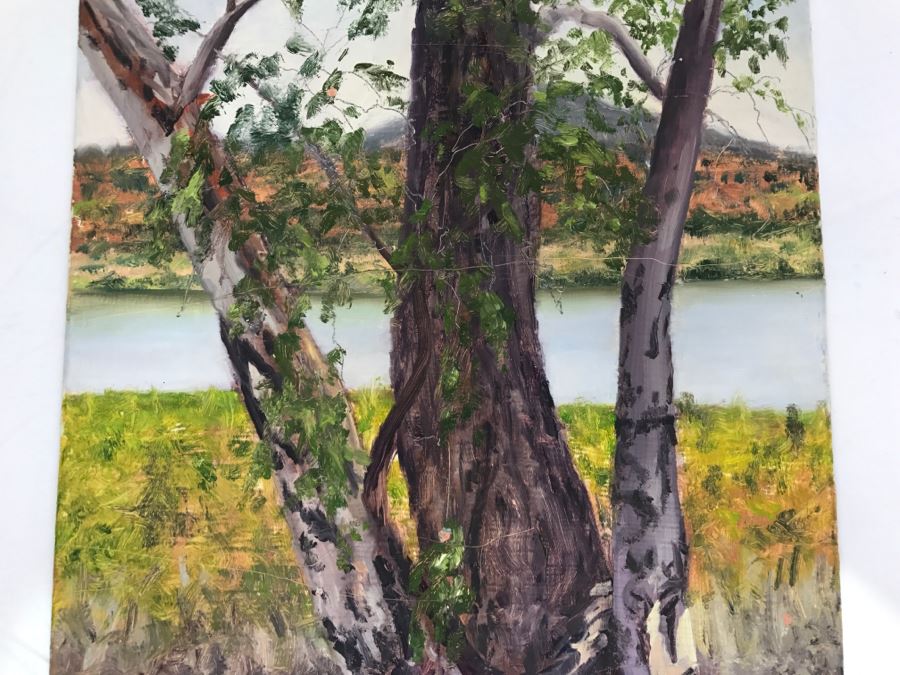 Original Plein Air Painting On Board Unsigned By Hollywood Art Director 14' X 11' [Photo 5]