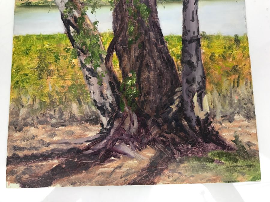 Original Plein Air Painting On Board Unsigned By Hollywood Art Director 14' X 11' [Photo 4]