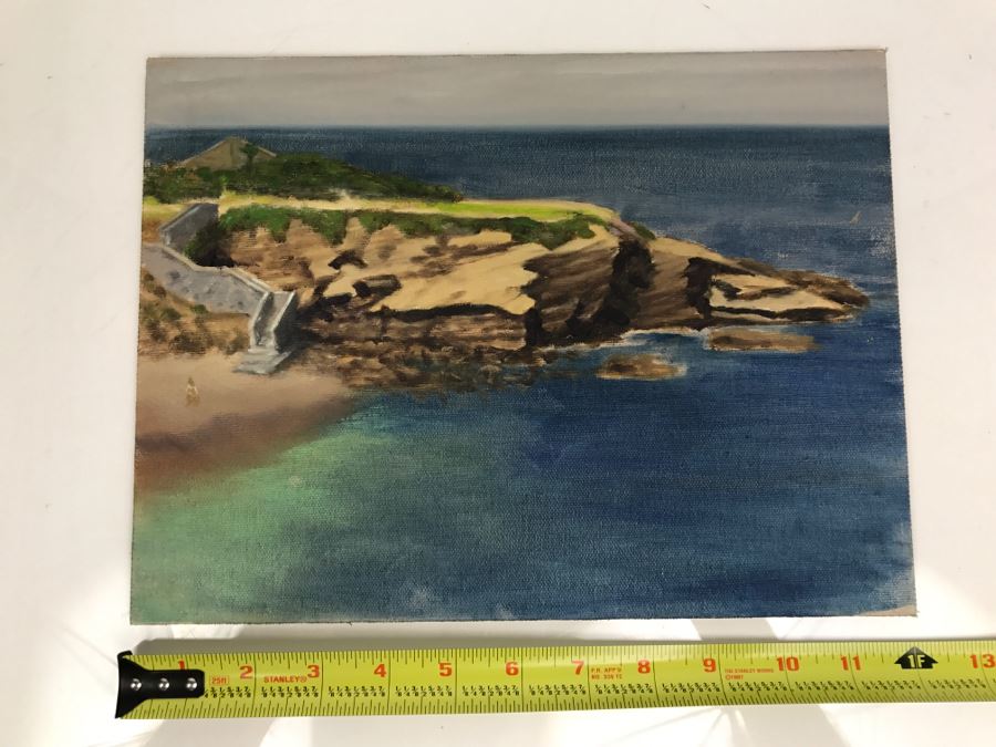 Original Plein Air Painting On Board Of Seascape La Jolla Cove Unsigned By Hollywood Art Director 12' X 9' [Photo 2]