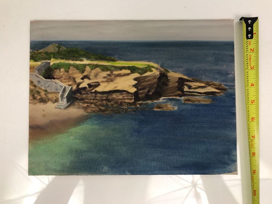 Original Plein Air Painting On Board Of Seascape La Jolla Cove Unsigned By Hollywood Art Director 12' X 9' [Photo 3]