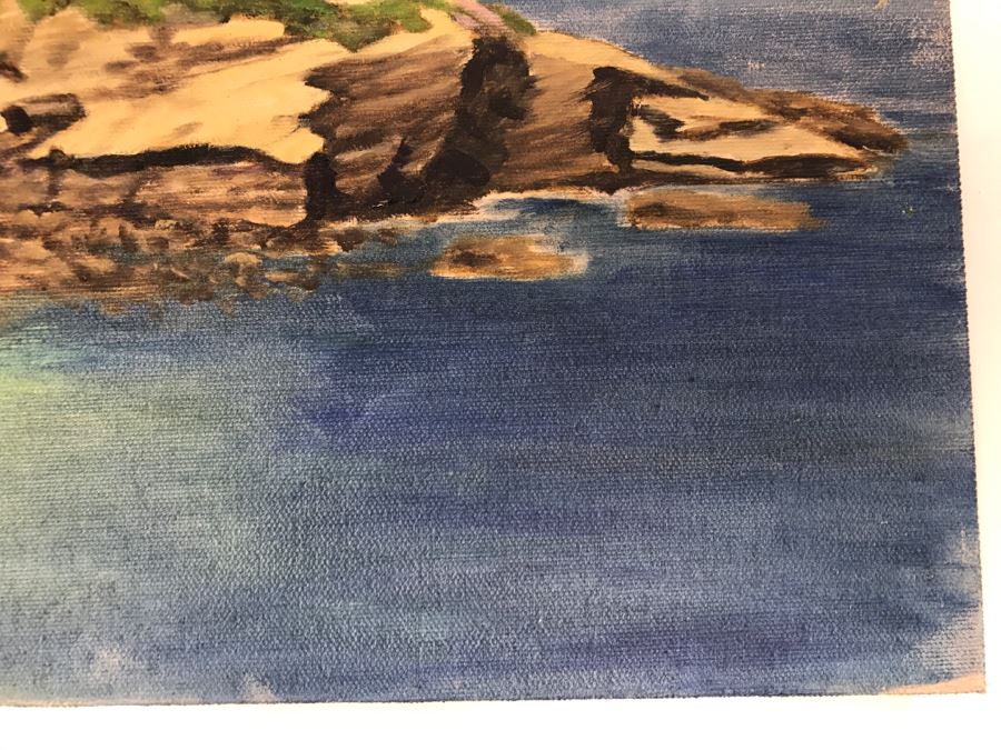 Original Plein Air Painting On Board Of Seascape La Jolla Cove Unsigned By Hollywood Art Director 12' X 9' [Photo 7]