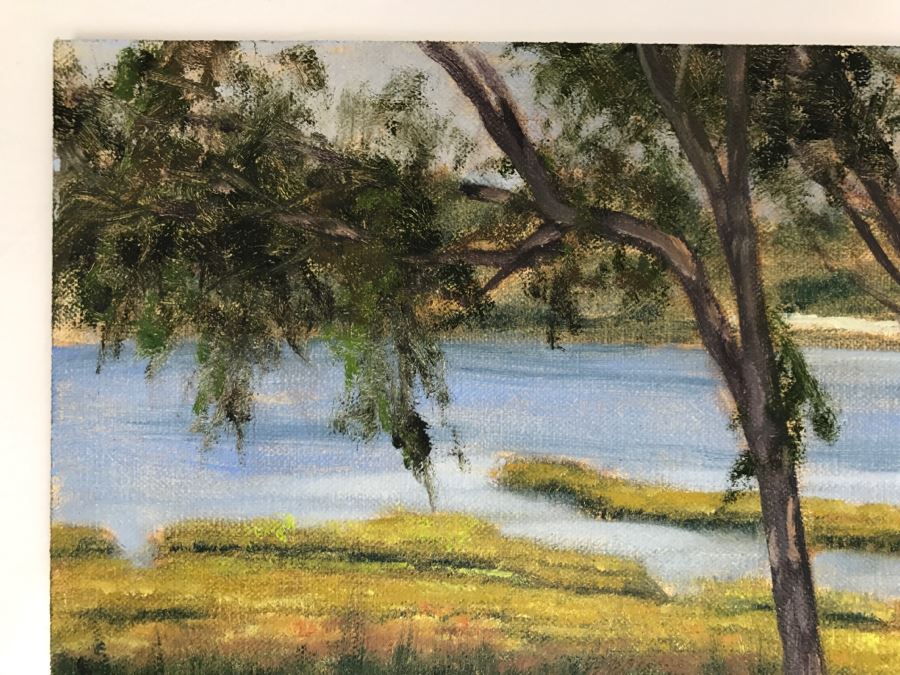 Original Plein Air Painting On Board Of Lagoon Unsigned By Hollywood Art Director 10' X 8' [Photo 5]