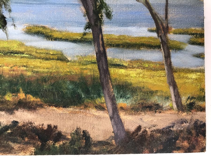 Original Plein Air Painting On Board Of Lagoon Unsigned By Hollywood Art Director 10' X 8' [Photo 7]