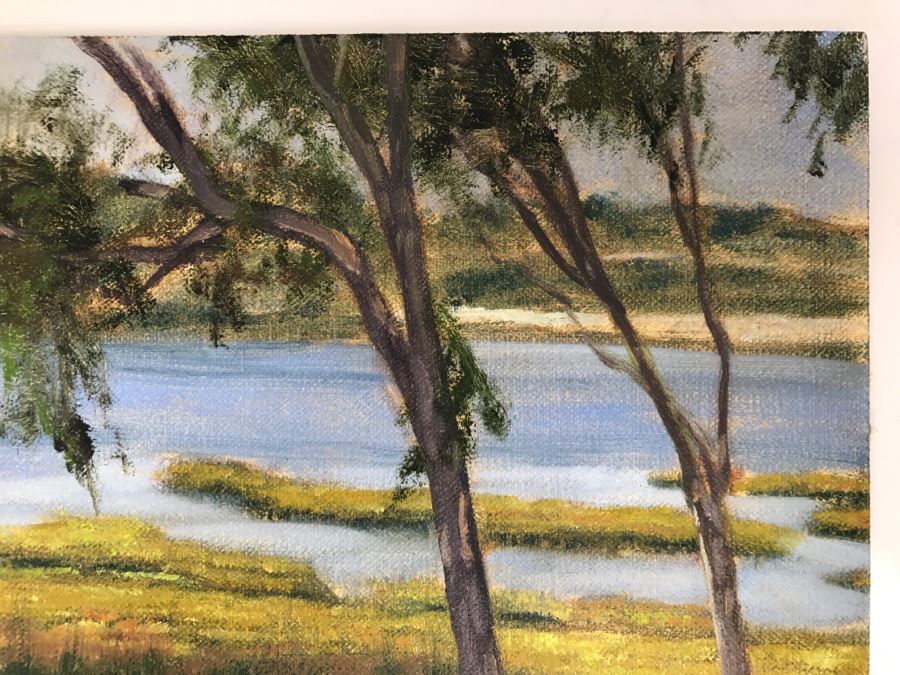 Original Plein Air Painting On Board Of Lagoon Unsigned By Hollywood Art Director 10' X 8' [Photo 6]