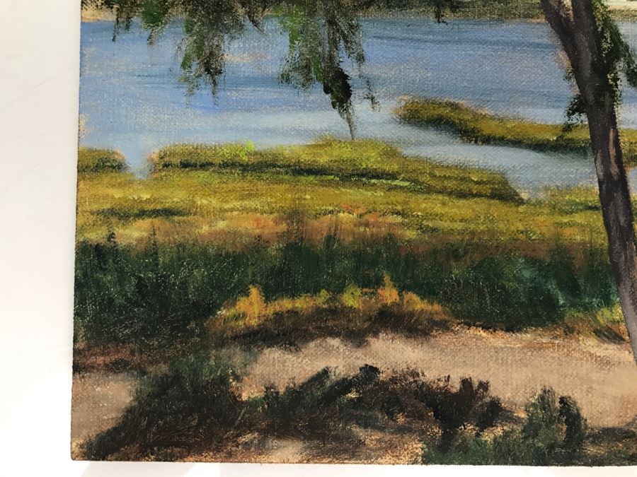 Original Plein Air Painting On Board Of Lagoon Unsigned By Hollywood Art Director 10' X 8' [Photo 4]