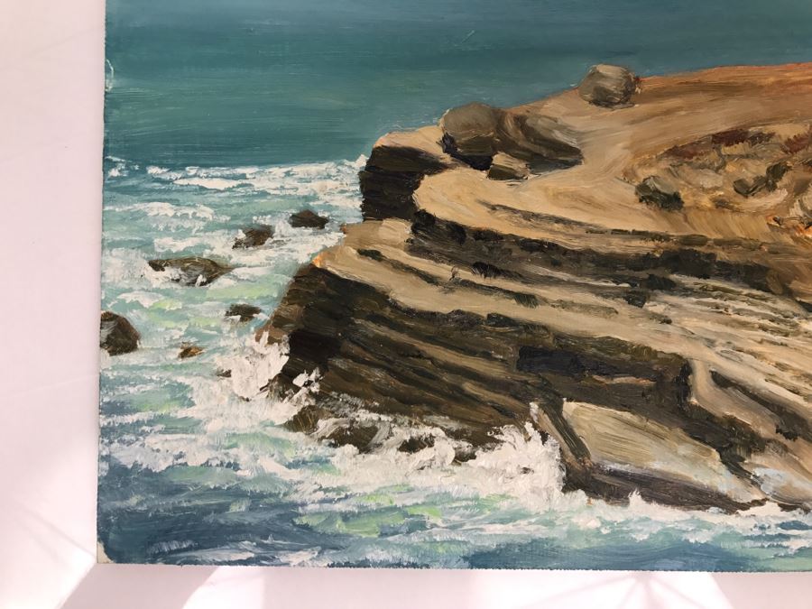 Original Plein Air Painting On Board Of Seascape Unsigned By Hollywood Art Director 10' X 8' [Photo 4]