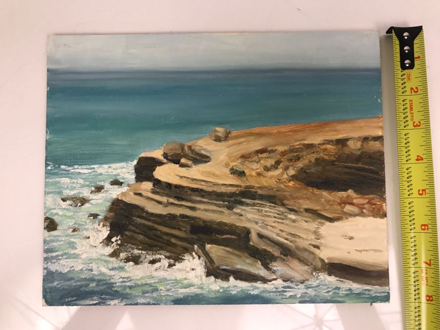 Original Plein Air Painting On Board Of Seascape Unsigned By Hollywood Art Director 10' X 8' [Photo 3]