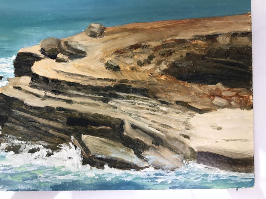 Original Plein Air Painting On Board Of Seascape Unsigned By Hollywood Art Director 10' X 8' [Photo 5]
