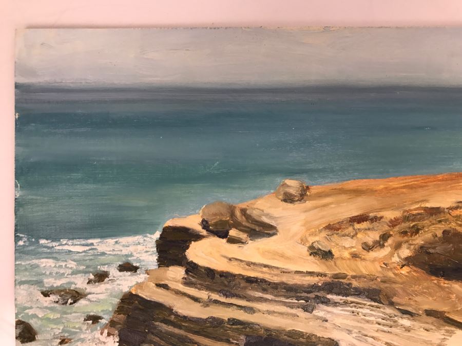 Original Plein Air Painting On Board Of Seascape Unsigned By Hollywood Art Director 10' X 8' [Photo 7]