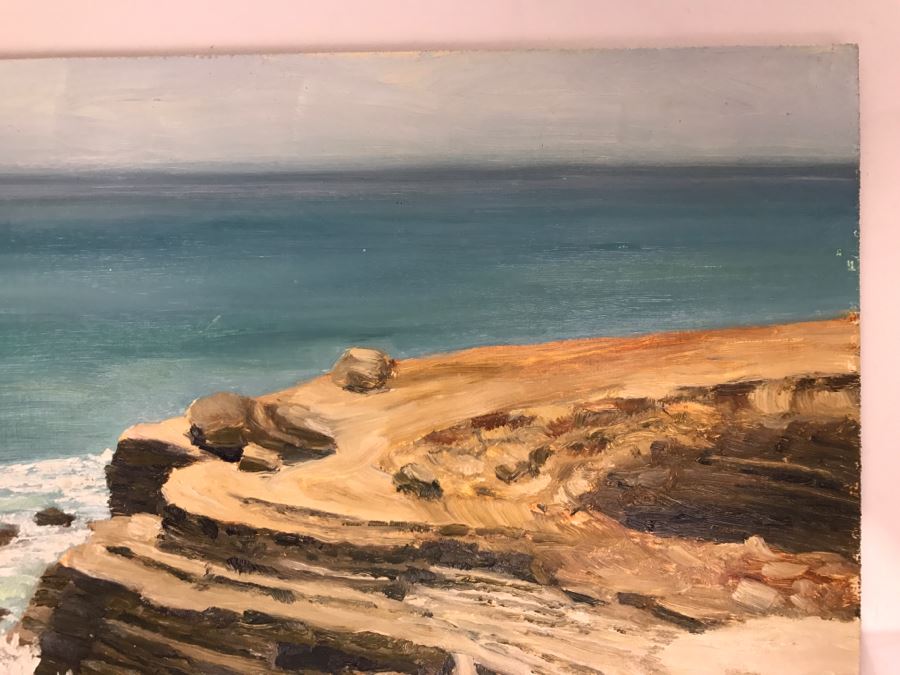 Original Plein Air Painting On Board Of Seascape Unsigned By Hollywood Art Director 10' X 8' [Photo 6]