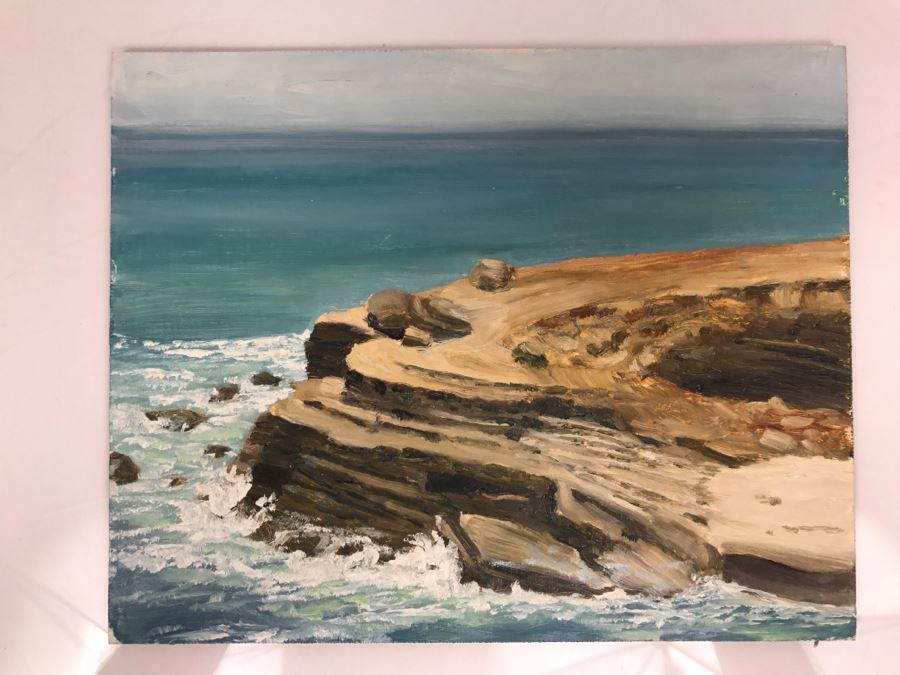 Original Plein Air Painting On Board Of Seascape Unsigned By Hollywood Art Director 10' X 8'